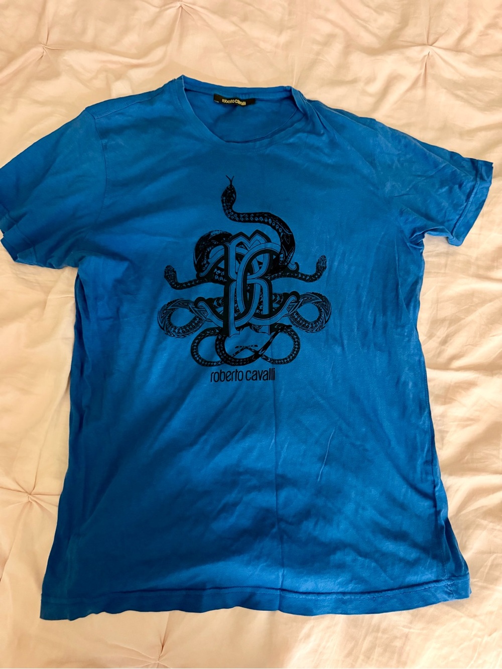 Roberto Cavalli Royal Blue Logo Tag T-shirt